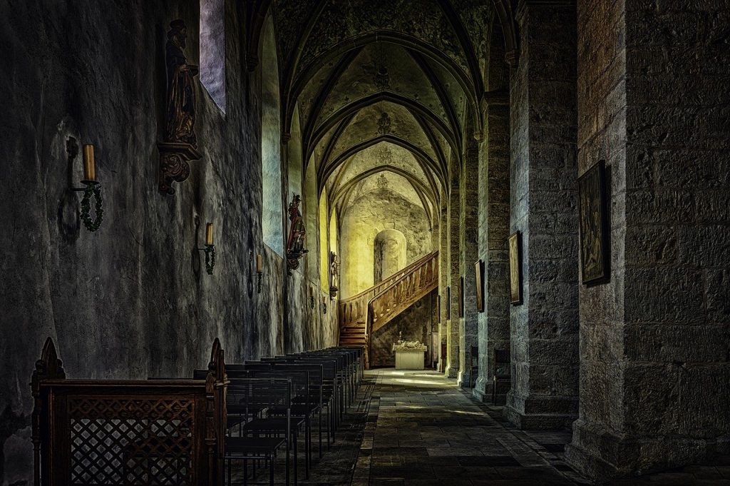 monastery-4169566　修道院 アビー 回廊 教会 ギャング 暗い 中世 アーキテクチャ 宗教 石 歴史的に