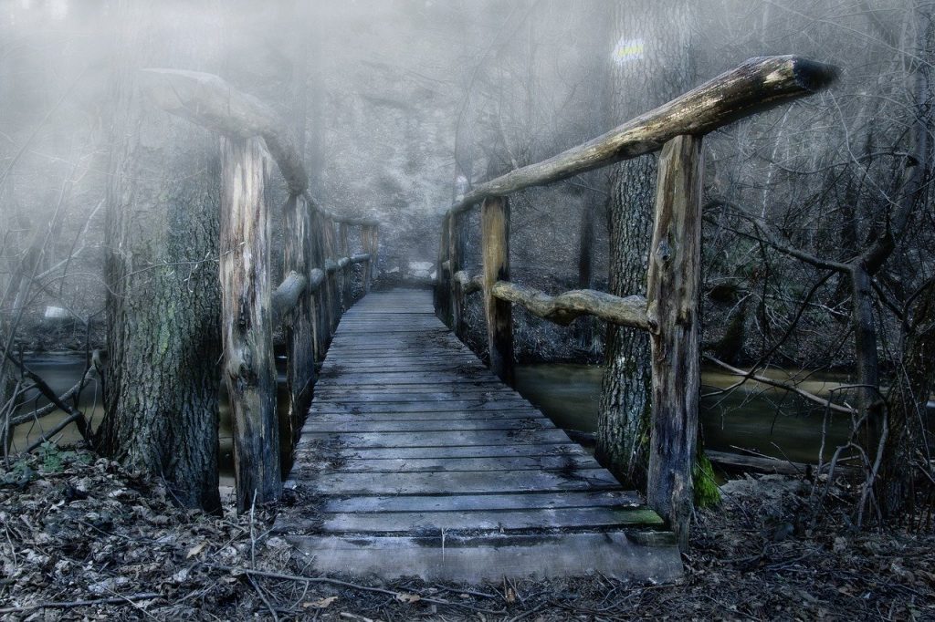 bridge-2122661　木製の橋 色 霧の中