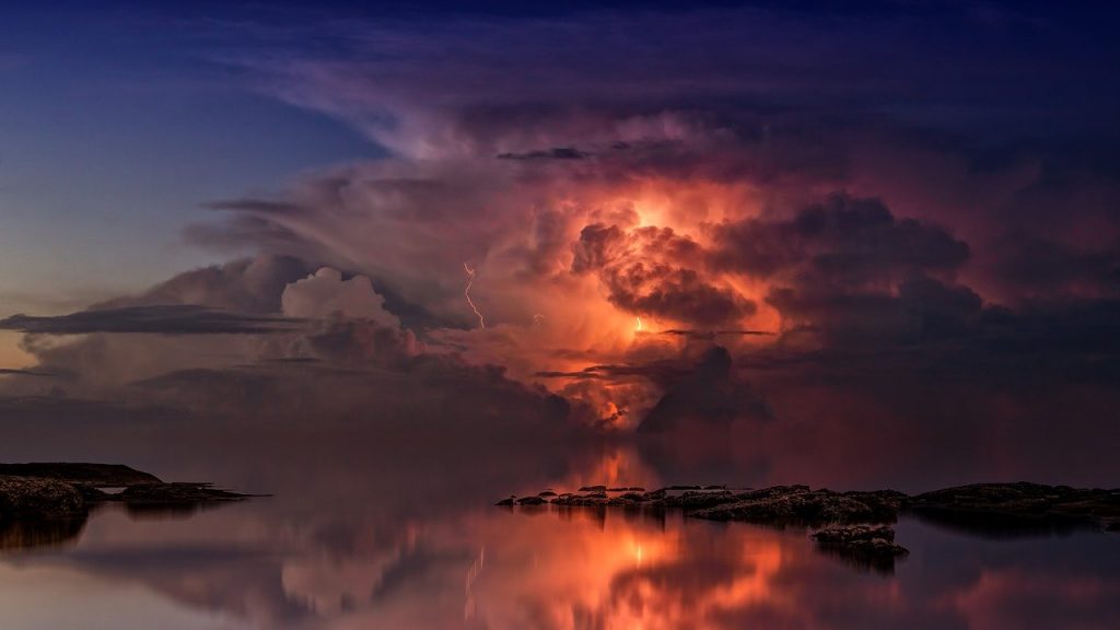 thunderstorm-3440450　雷雨 オーシャン 夕暮れ 雲 フォワード 海岸 空 自然 嵐 天気 フラッシュ 気分